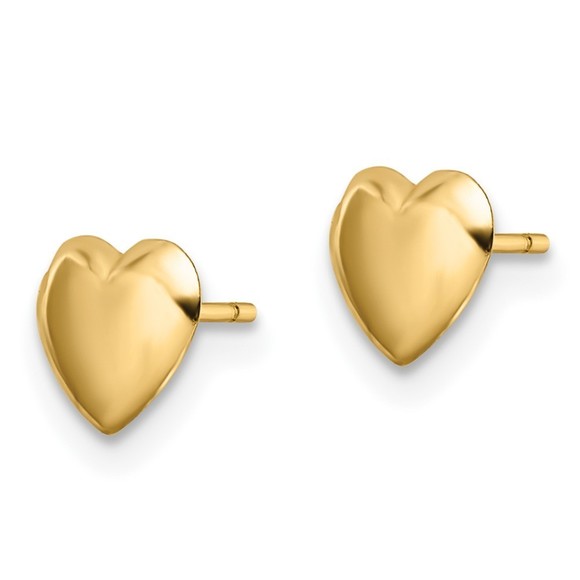 14K Polished Heart Post Earrings - Picture 4 of 4